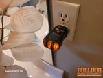 Non-GFCI outlet at basement bathroom sink in 20-year-old home in Eagle Glen subdivision of Raymore, MO — 64082 (38.8032N, 94.4763W)