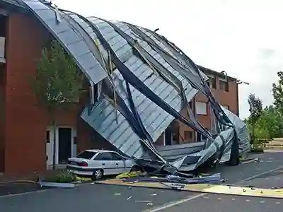 major storm damage to flat roof