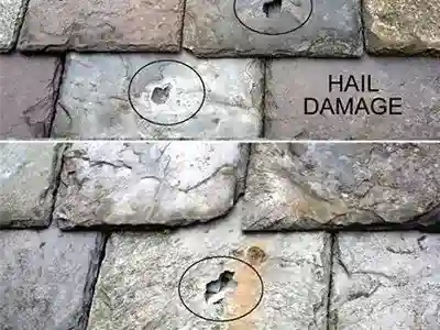 hail damage to slate roof shingles