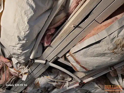 white-floor-joists-fire-damage-kansas-city-mo-8936-oak-st-64114-38.96537520N-94.58651870W-bulldog-home-inspections-20251223_141948 White-painted floor joists from fire damage - Moore's Southland subdivision, Kansas City, MO - 64114 (38.9654N, 94.5865W) - December 2024