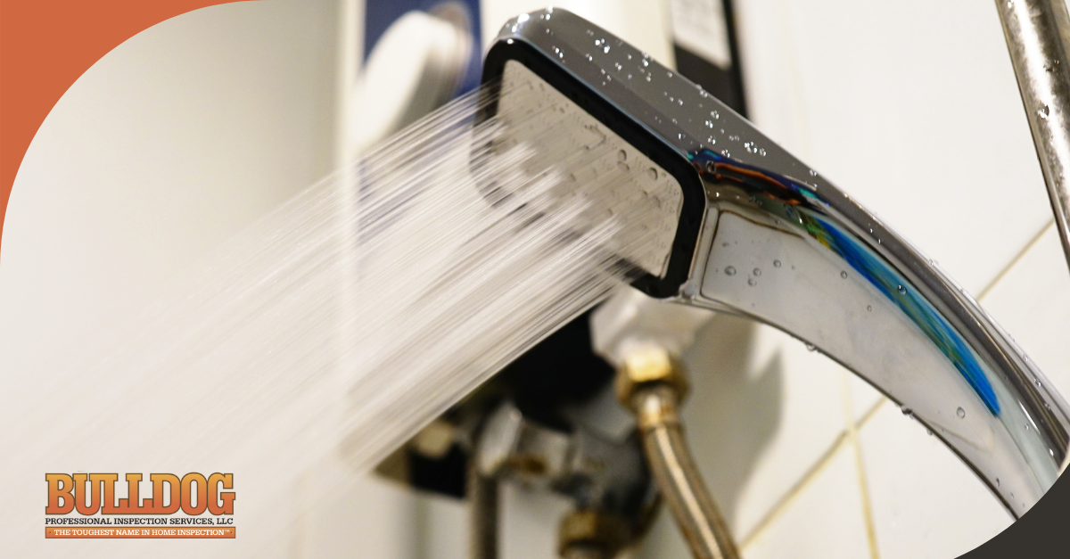 Running shower head connected to water heater