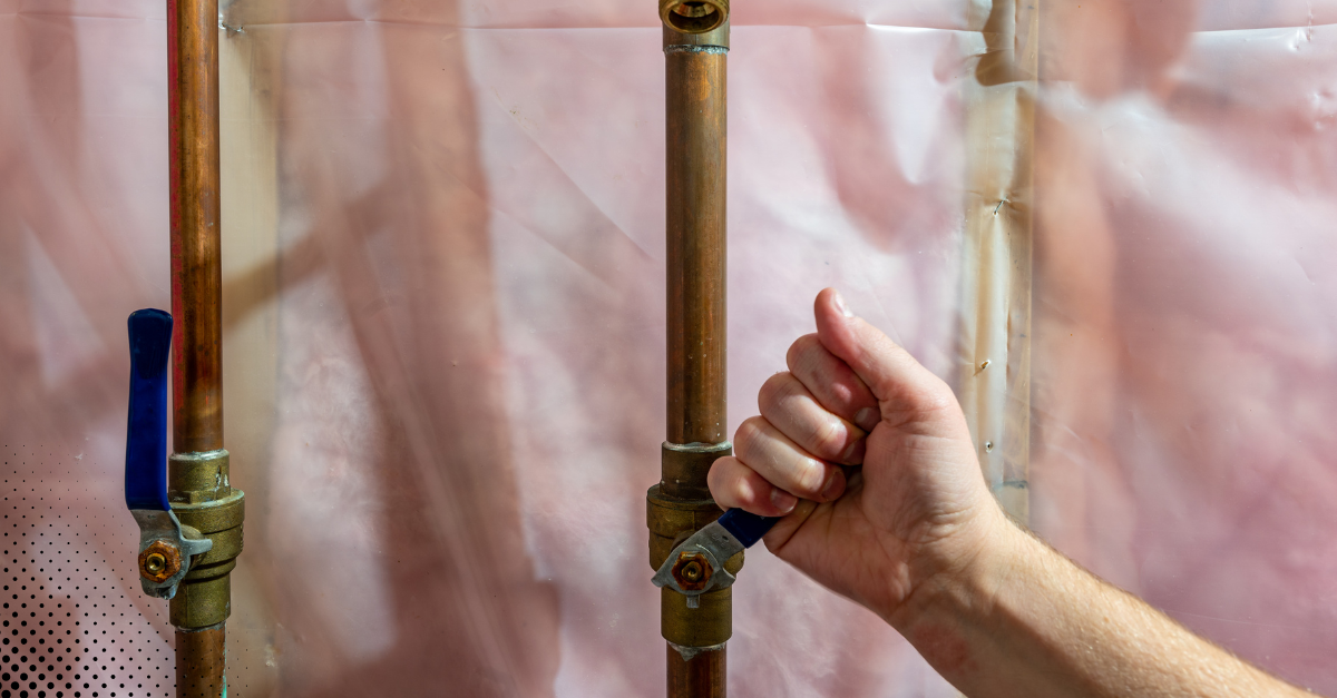 Hand turning main water shutoff valve