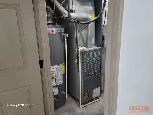 Image of gas furnace and water heater in Village Heights subdivision of Buckner, MO 64016